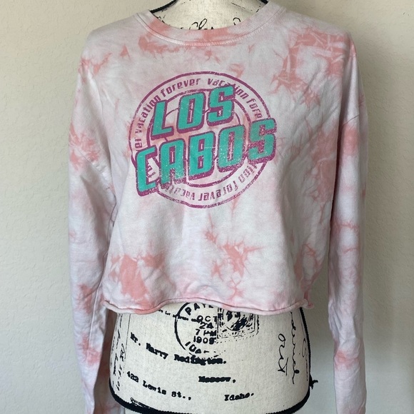Forever 21 Tie Dye Crop Long Sleeve "Los Cabos" Sweatshirt - Picture 2 of 8